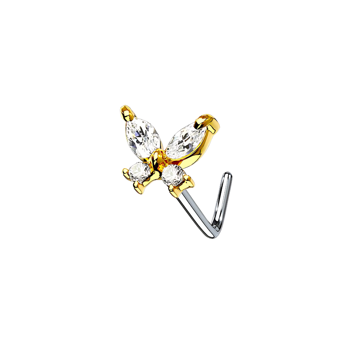 Atlas L, piercing de nariz en forma de mariposa, en dorado