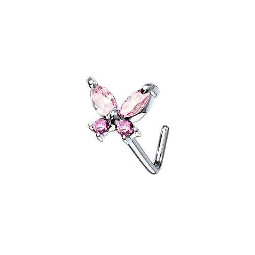 Atlas L, piercing de nariz en forma de mariposa, en rosa