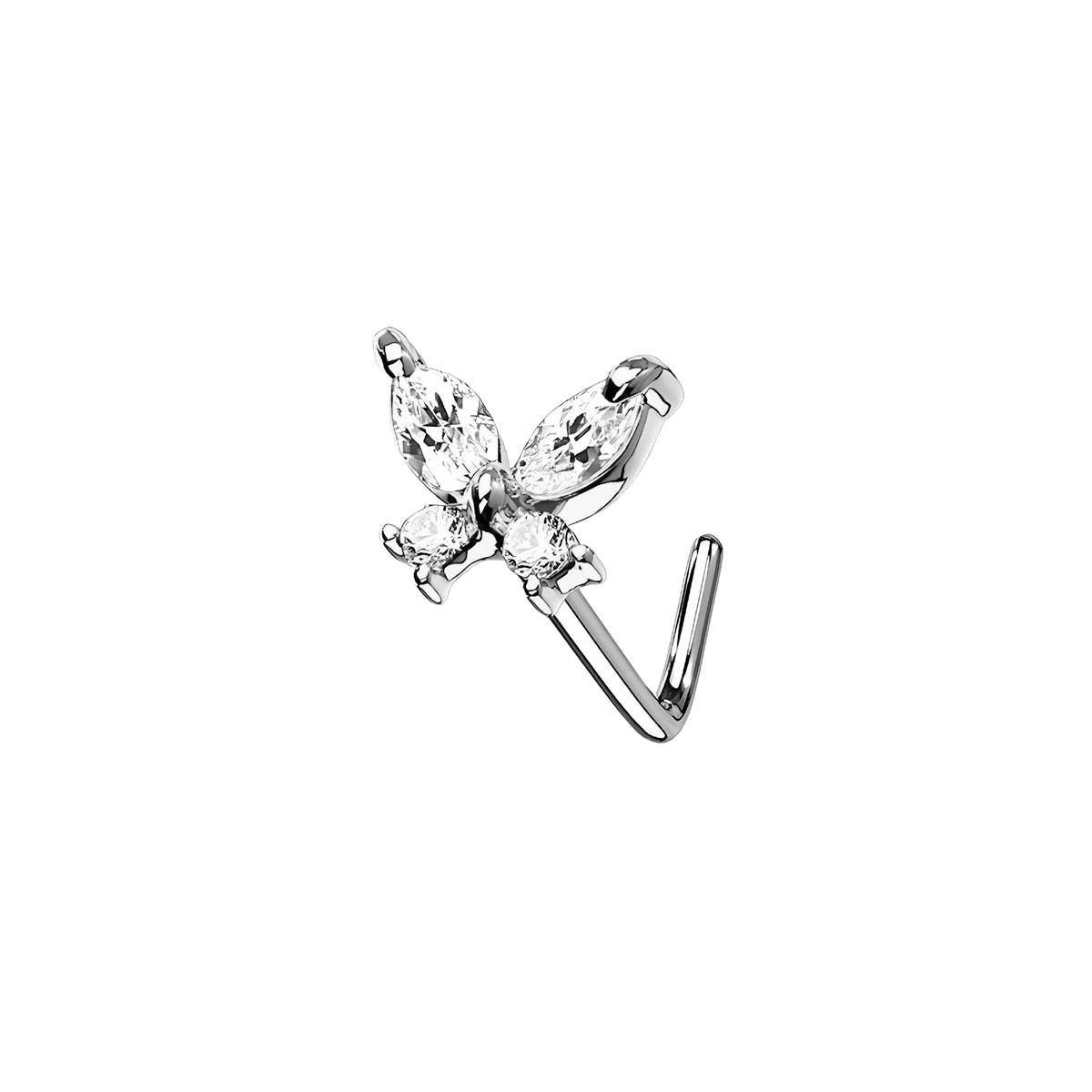 Atlas L, piercing de nariz en forma de mariposa, en plateado (vista 4)