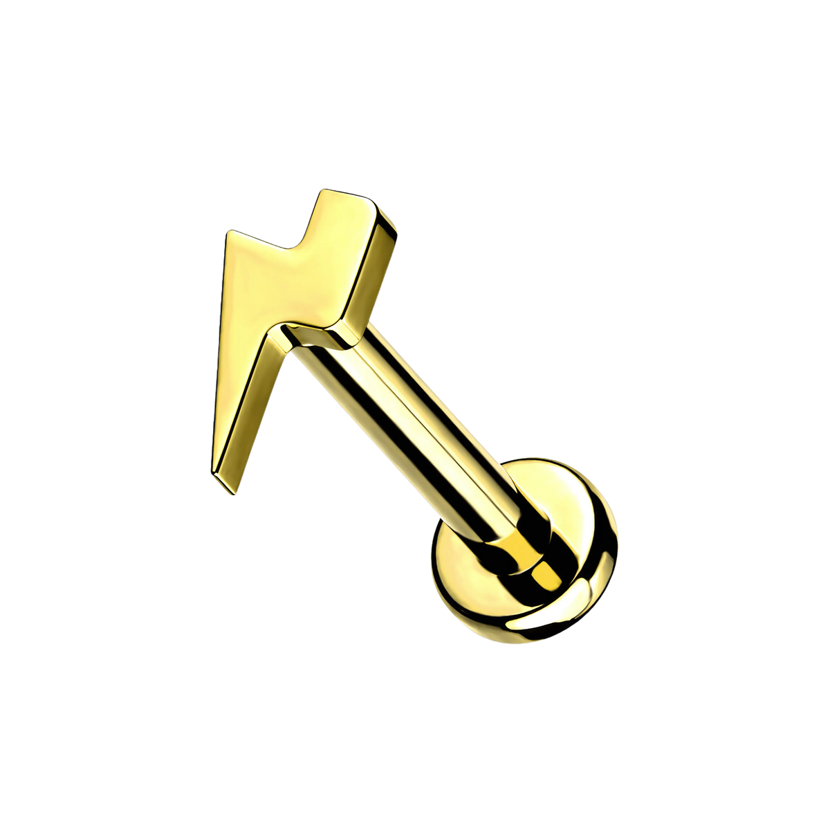Bolt Stud, piercing labret en forma de rayo, en dorado