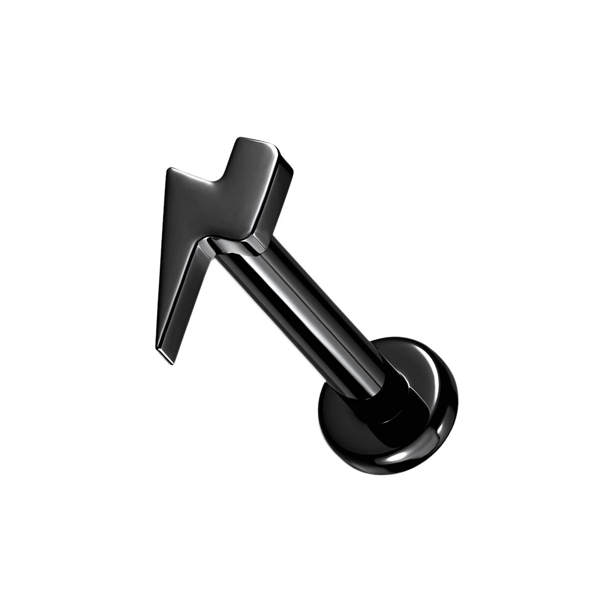 Bolt Stud, piercing labret en forma de rayo, en negro