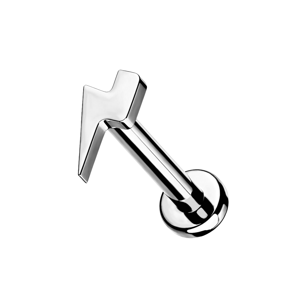 Bolt Stud, piercing labret en forma de rayo, en plateado