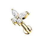 Lumina, piercing labret en forma de mariposa, en dorado