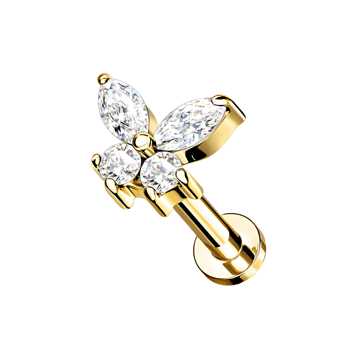 Lumina, piercing labret en forma de mariposa, en dorado