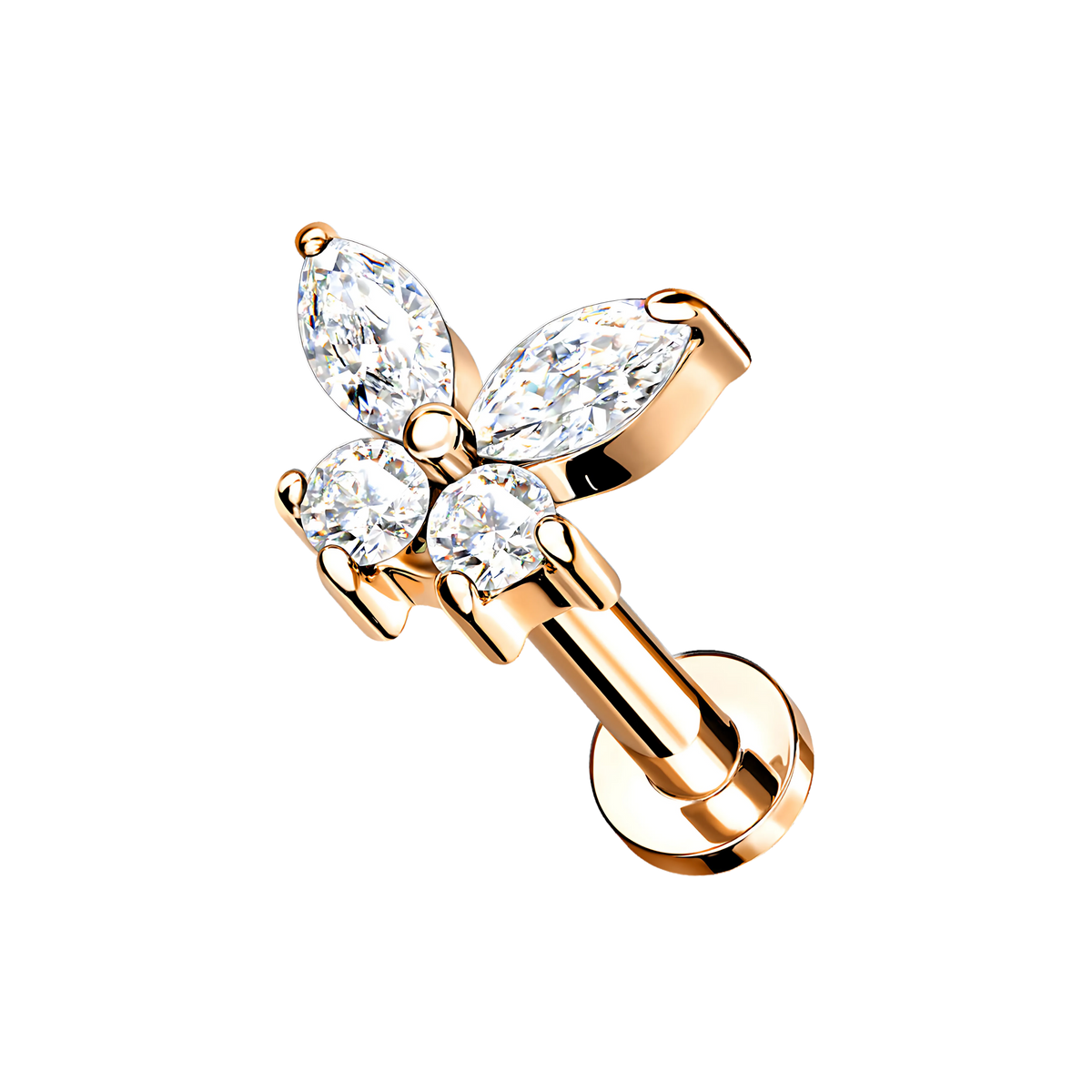 Lumina, piercing labret en forma de mariposa, en oro rosa
