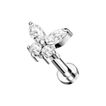 Lumina, piercing labret en forma de mariposa, en plateado (vista 6)