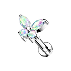 Lumina, piercing labret en forma de mariposa, en plateado