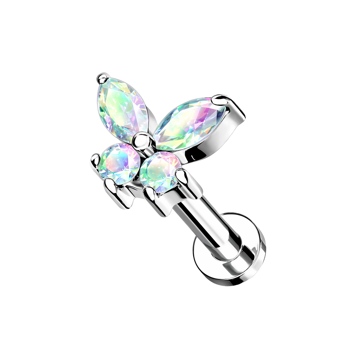 Lumina, piercing labret en forma de mariposa, en plateado
