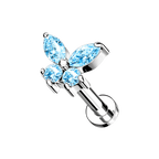 Lumina, piercing labret en forma de mariposa, en plateado (vista 4)