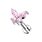 Lumina, piercing labret en forma de mariposa, en plateado (vista 5)