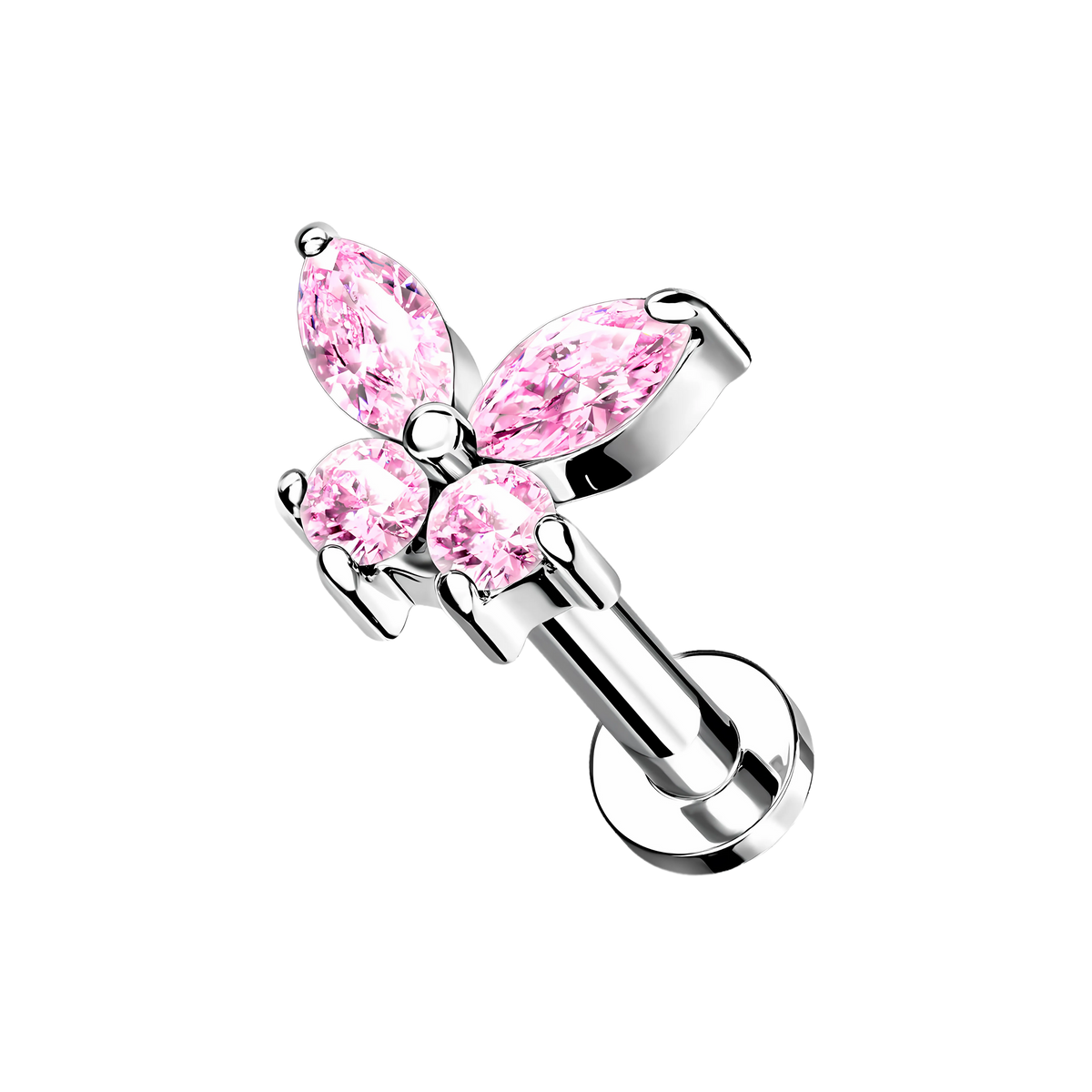Lumina, piercing labret en forma de mariposa, en plateado (vista 5)