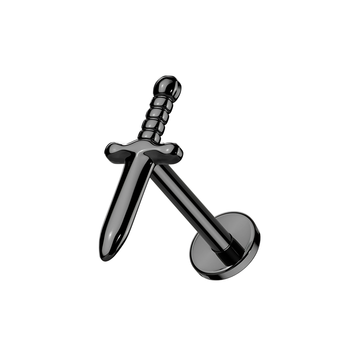 Dagger, piercing labret en forma de daga, en negro