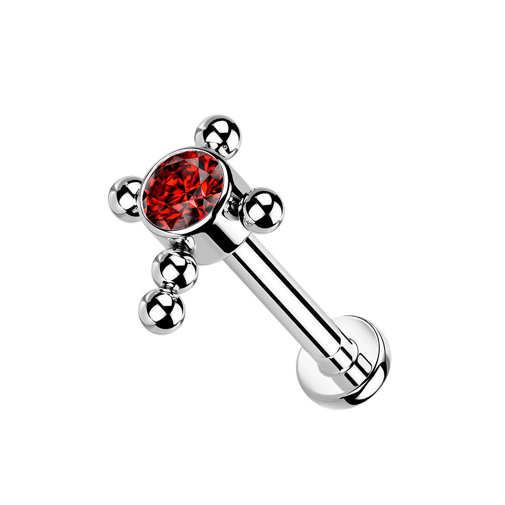 Diamond Cross, piercing labret en forma de cruz, en plateado (vista 5)