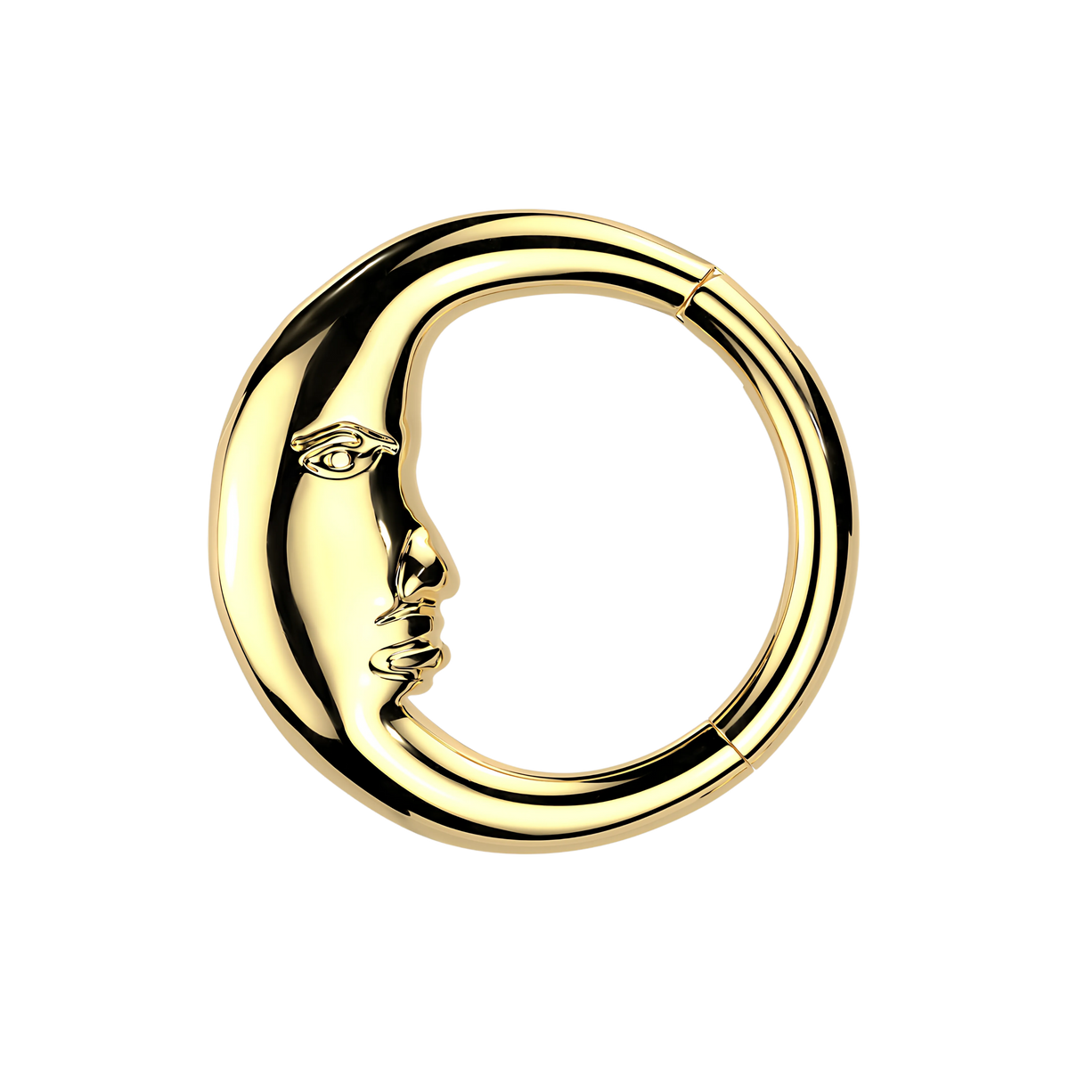 Dream, aro para piercing con luna, en dorado