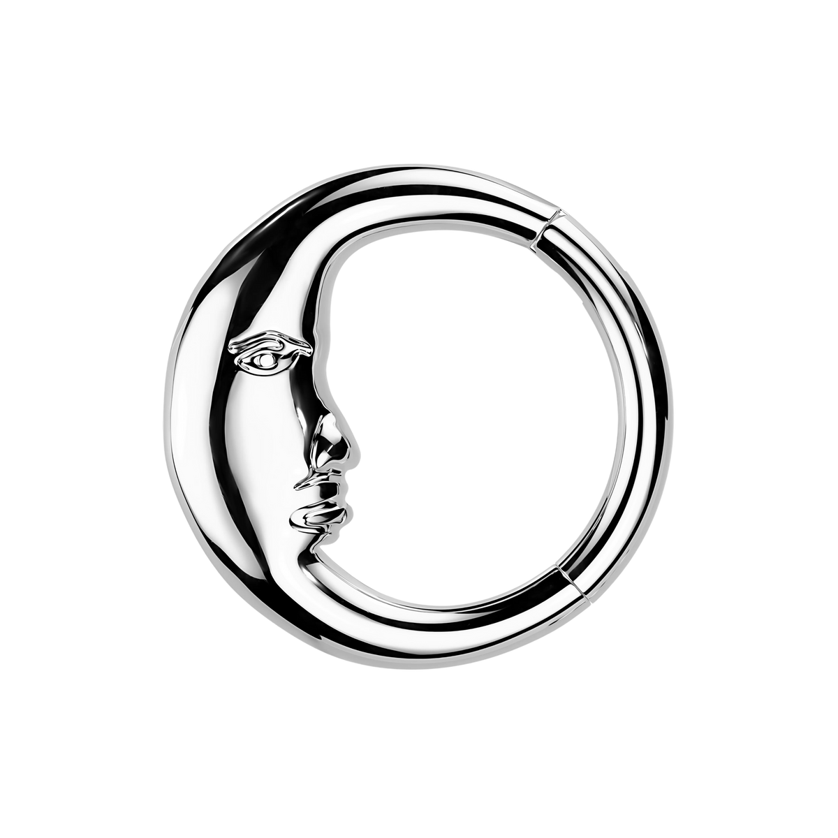 Dream, aro para piercing con luna, en plateado