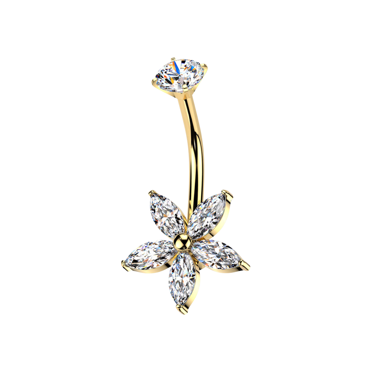 Jazmin, piercing de ombligo en forma de flor