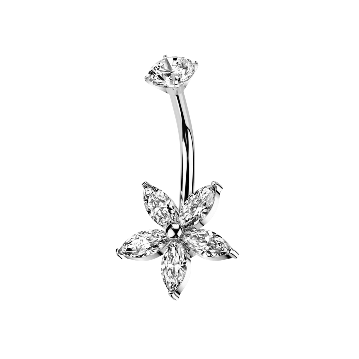 Jazmin, piercing de ombligo en forma de flor (vista 2)