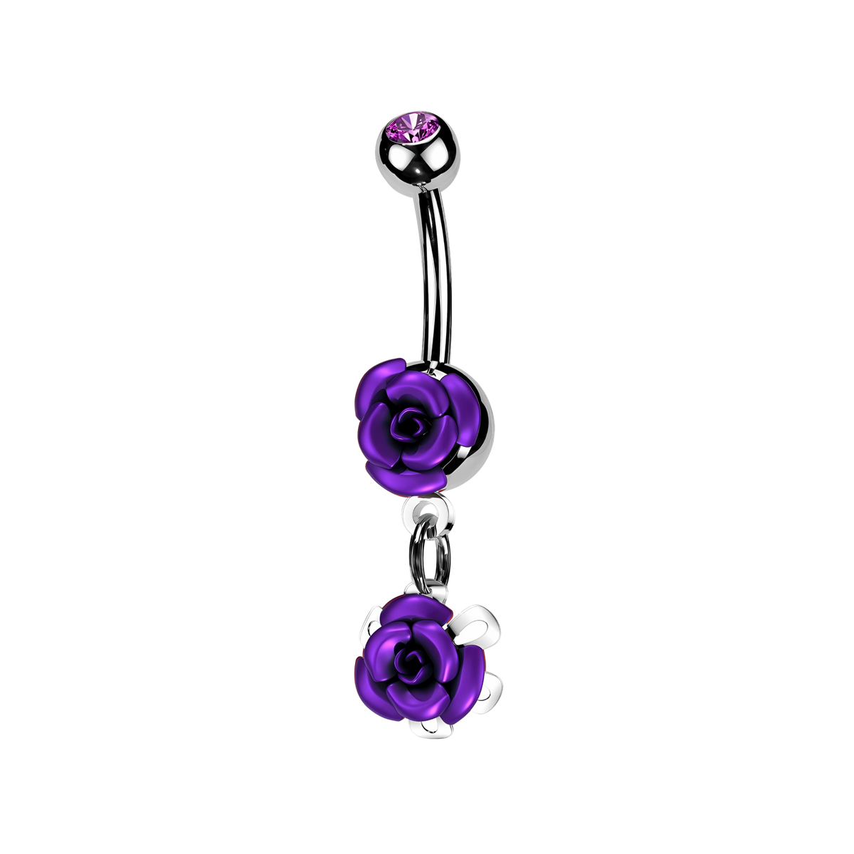 Angelina, piercing de ombligo en forma de rosa (vista 2)