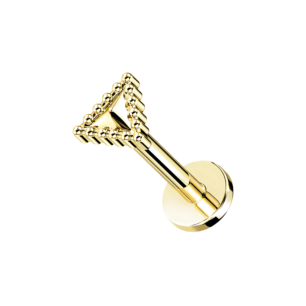 Edge Triangle, piercing labret en forma de triángulo, en dorado