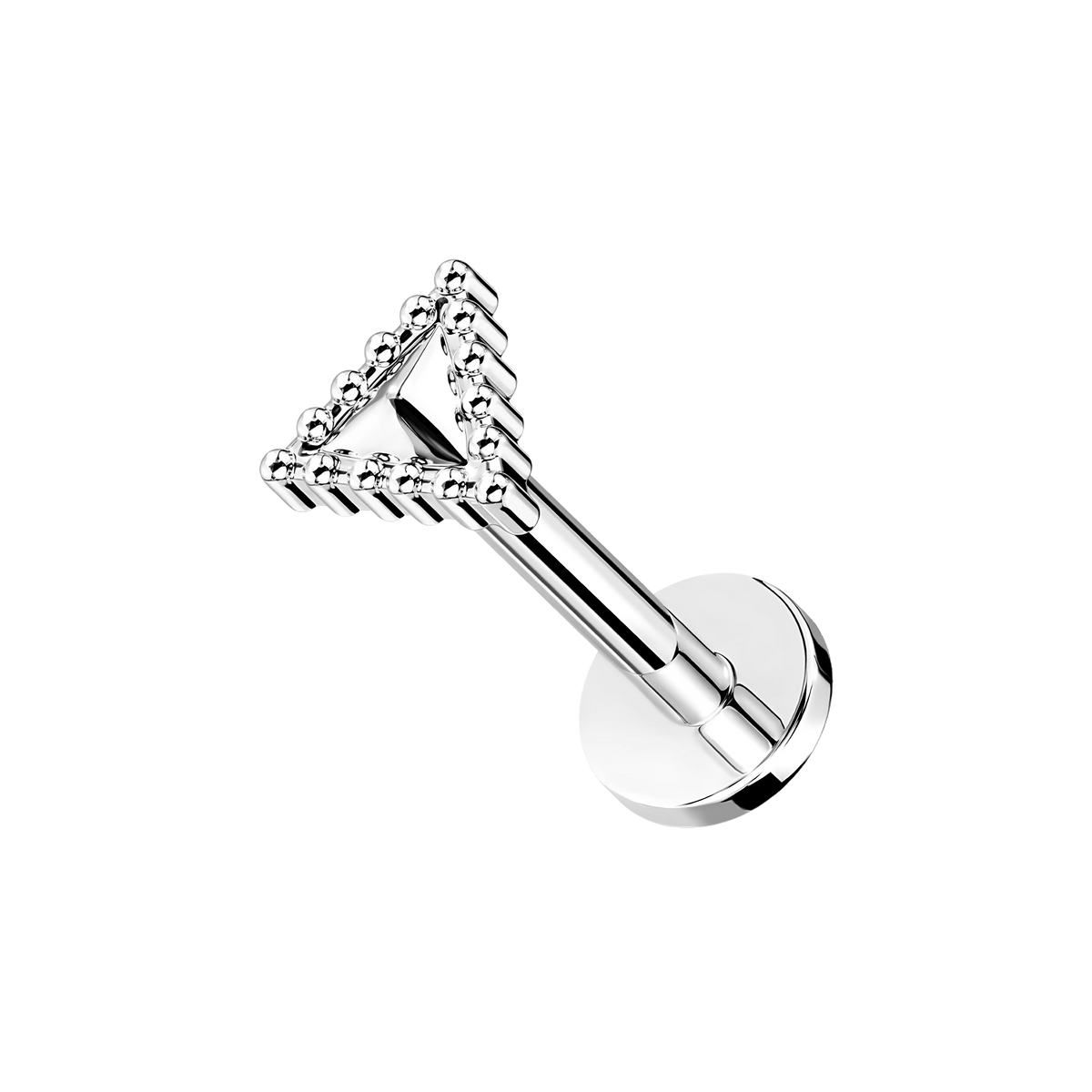Edge Triangle, piercing labret en forma de triángulo, en plateado