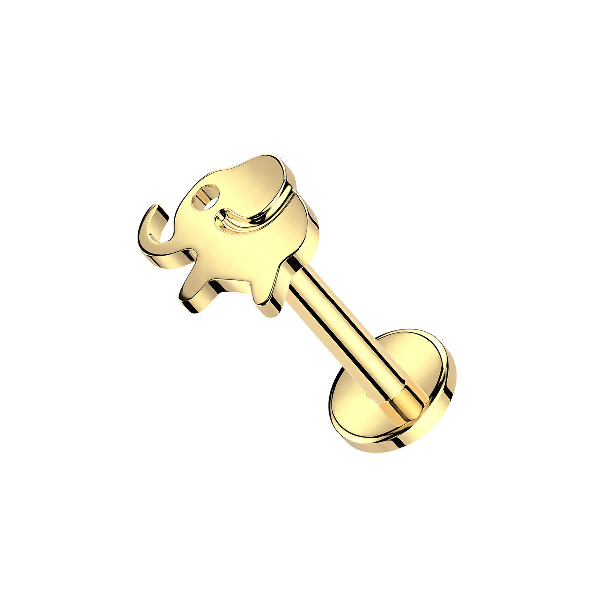 Elephant, piercing labret en forma de elefante, en dorado