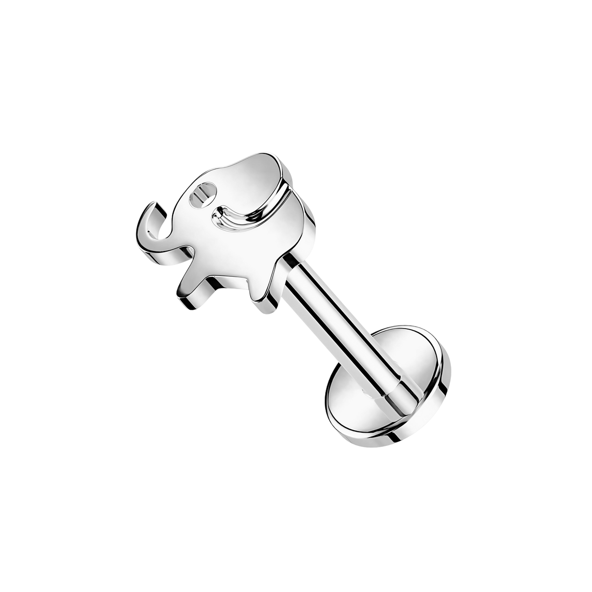 Elephant, piercing labret en forma de elefante, en plateado