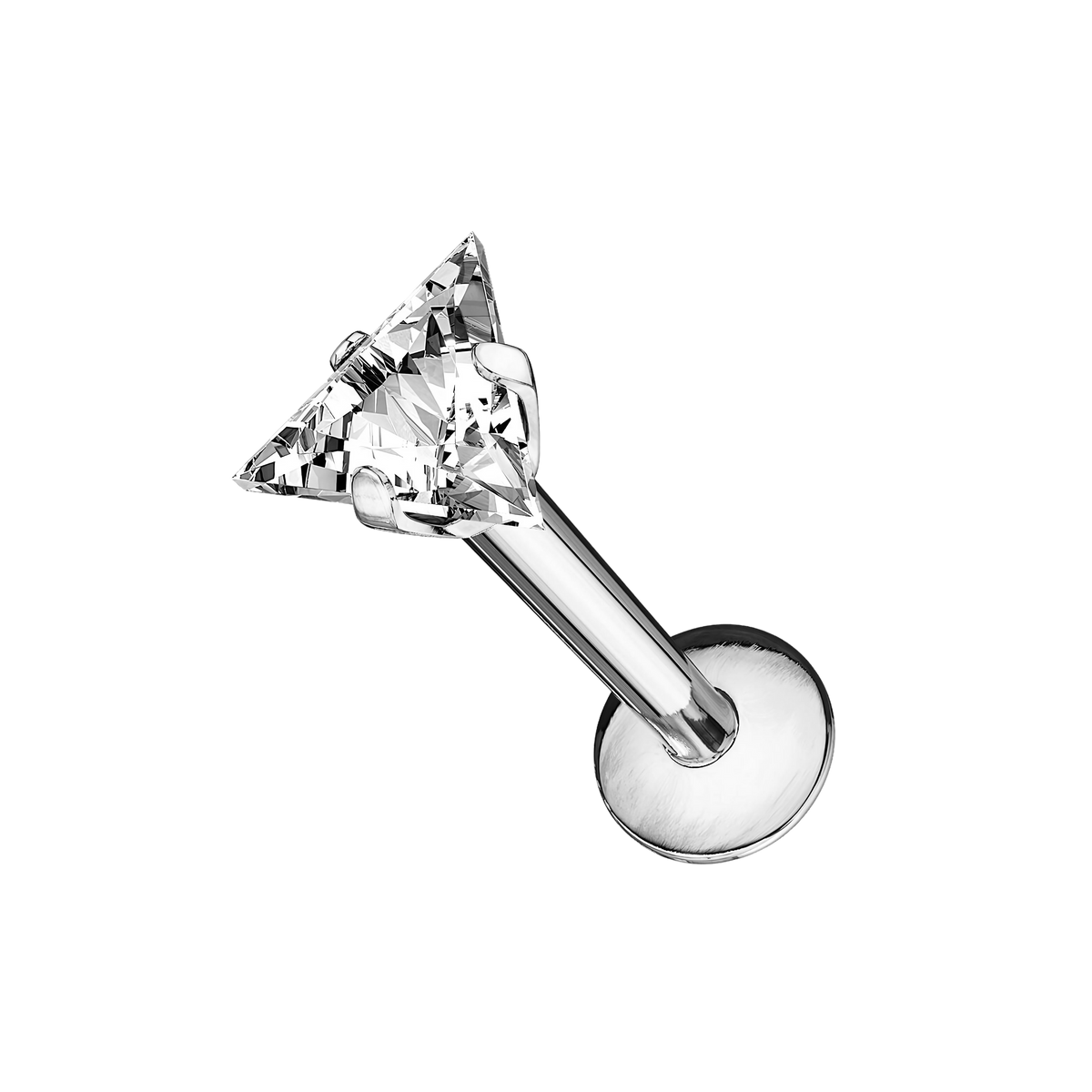 Love Triangle, piercing labret en forma de triángulo, en plateado